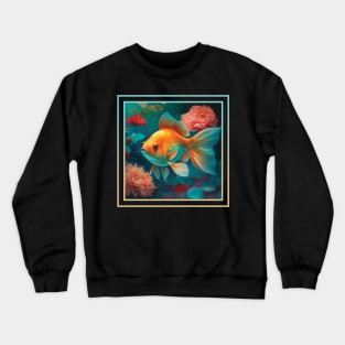 Gullible Goldfish Vibrant Tropical Flower Digital Oil Painting Portrait Crewneck Sweatshirt